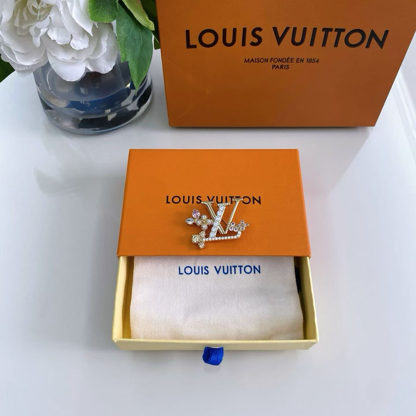Louis Vuitton LV Logo Brooch